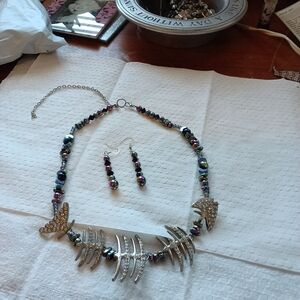 Silver and Multicolor Beaded Necklace Set